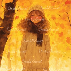 Ragazza sorridente in autunno - PNG di alta qualità/stampa digitale/download digitale/immagine stampabile