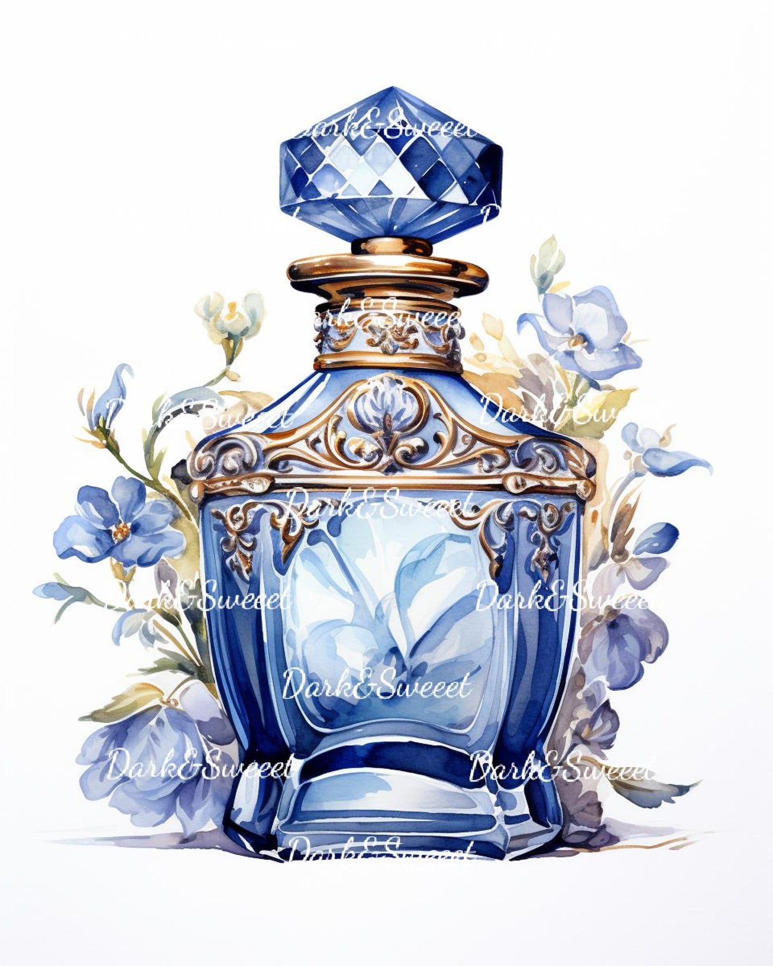 30 Watercolour Perfume Bottles Clip Art/ High Quality PNG Digital ...