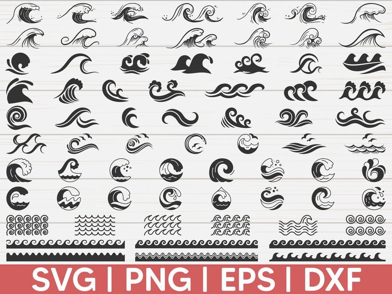 Wave SVG Sea Waves Svg Ocean Waves Svg Clipart Cut Files for Silhouette