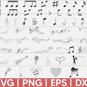 Music Notes SVG  | Music Notes Bundle | Guitar Note Svg | Cut Files | Cricut | Clipart | Silhouette | Stencil | Dxf | Vector