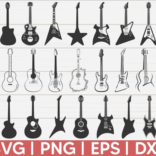 Guitar SVG | Guitar clipart | Music svg | silhouette | cut file | decal | stencil | vinyl | cricut file | cuttable file