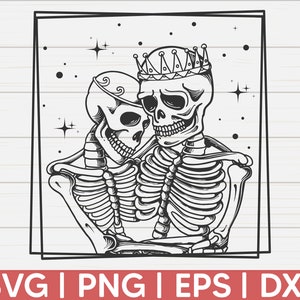 Skeleton Lovers SVG / Valentine Skeletons SVG / Skull Couple SVG / Tarot Card