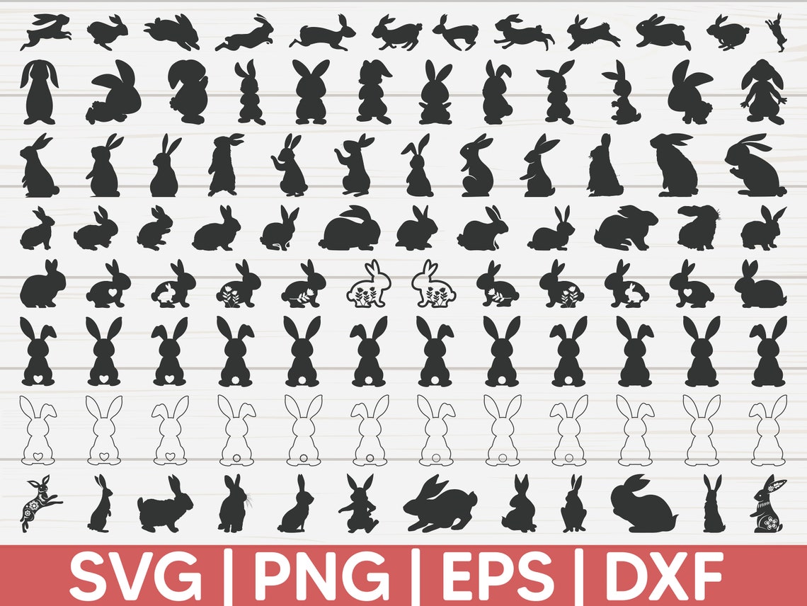 100 Bunny SVG Bundle | Cut File | Commercial Use | Easter SVG | Rabbit ...