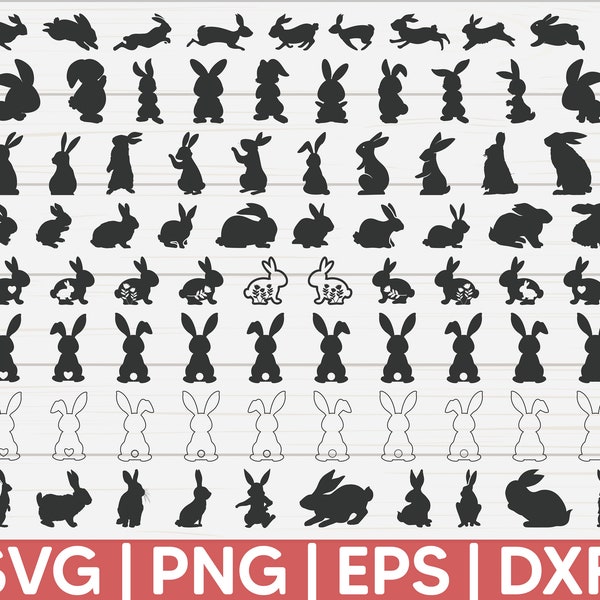 100 Bunny SVG Bundle | Cut File | Commercial Use | Easter SVG | Rabbit SVG | Bunnies Clip Art | Instant Download