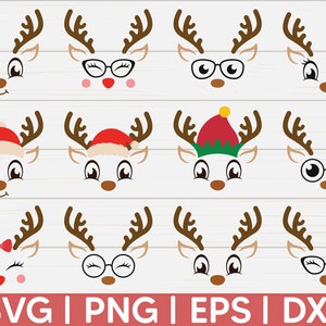 Christmas Reindeer Faces SVG | Reindeer SVG | Cut File | Clip art | Commercial Use | Boy Reindeer SVG | Girl Reindeer Svg | Cute Reindeer