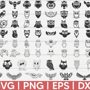 Lot de 75 SVG de hibou | Oiseaux SVG | Clipart de hibou | Couper des fichiers | Silhouette | Hibou mignon SVG