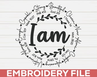 I am Inspiration Machine Embroidery / 2 Sizes / Bible Verse Embroidery / Embroidery Design / Instant Download