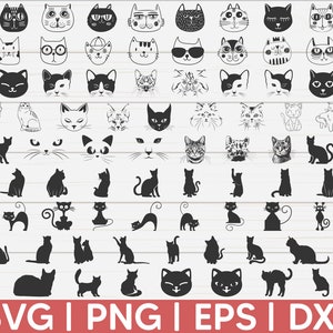 Peut inclure: Une collection de 64 illustrations de chats en noir et blanc dans différentes poses et styles. Les illustrations comprennent des chats assis, debout, couchés et regardant dans différentes directions. Les illustrations sont parfaites pour une utilisation dans l'artisanat, le scrapbooking et d'autres projets créatifs.