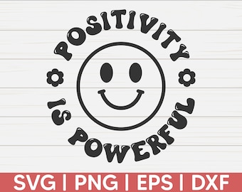 Positivity Is Powerful SVG | Retro Wavy Text SVG | Cut File | Cricut | Hippie SVG | Positive Svg