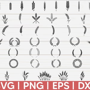 Tarwe SVG-bundel | Graan SVG | Tarwe Clipart | Bestanden knippen | Cricut | silhouet | Vector