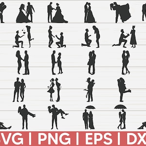 カップル SVG バンドル | ラブ SVG バンドル | ウェディング カット ファイル | カップル シルエット | カップル クリップアート ベクター | 恋人カップル | 即時ダウンロード