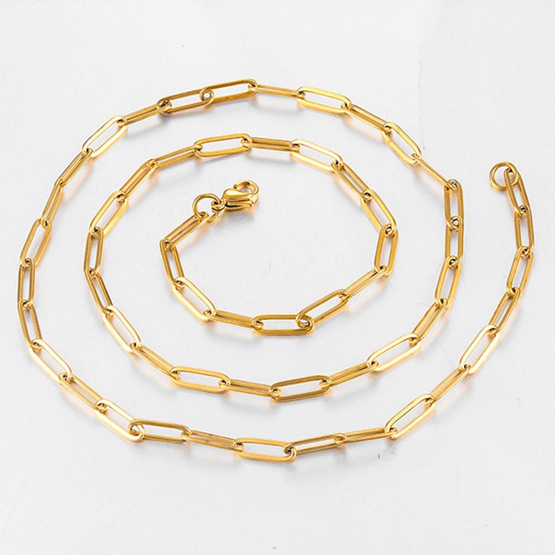Gold Coin Medallion Necklace, Layer Link Chain, Paperclip Necklace, 18k Gold Layered image 8