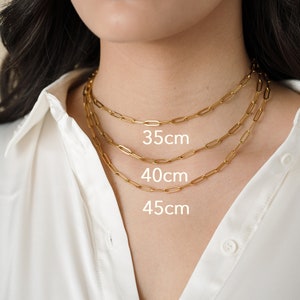 Gold Coin Medallion Necklace, Layer Link Chain, Paperclip Necklace, 18k Gold Layered image 4