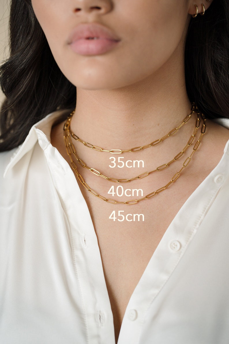 Gold Coin Medallion Necklace, Layer Link Chain, Paperclip Necklace, 18k Gold Layered image 4