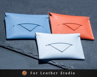 Minimalistic leather card wallet, Personalized slim leather card case, German leather card wallet, calfskin leather wallet, Togo Leather