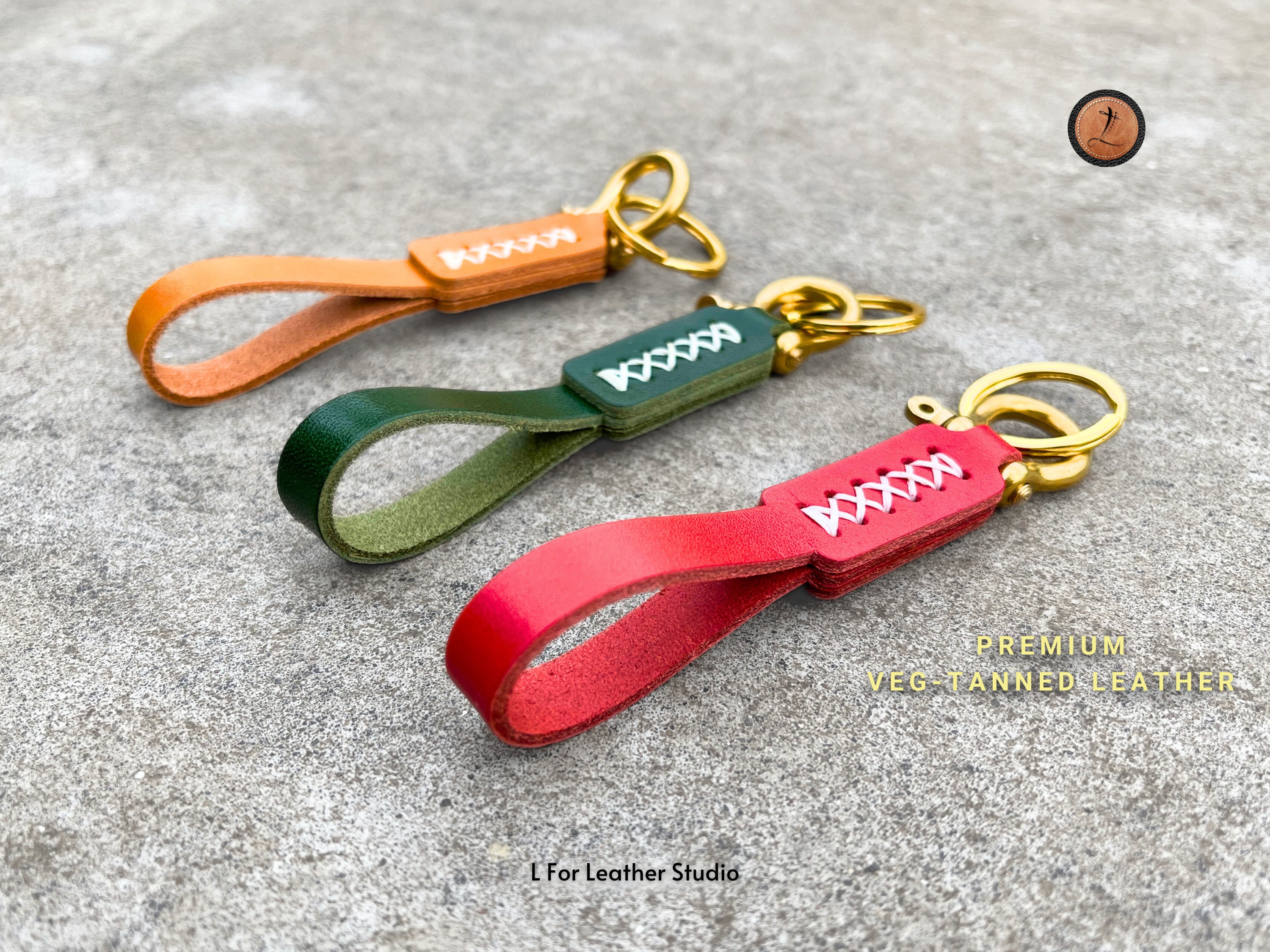 Leather Keychain With Solid Brass Buckle, Heavy Duty Leather Keychain ...
