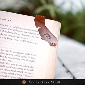 California Bookmark, Personalized initial Leather Corner Bookmark, Gift for Book Lover , Genuine Leather Bookmark, Leather bookmark