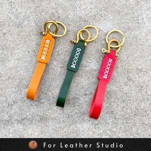 Leather Keychain with Solid Brass Buckle, Heavy duty leather keychain, Leathet Key Fob, Hand-Stitched Leather Keychain, Top Gain Leather