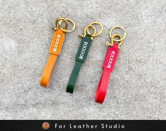 Leather Keychain with Solid Brass Buckle, Heavy duty leather keychain, Leathet Key Fob, Hand-Stitched Leather Keychain, Top Gain Leather