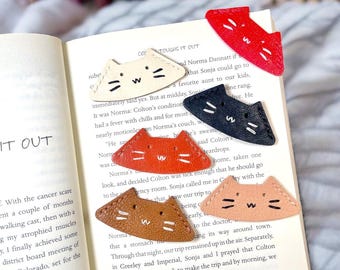 Marcador de gato, Marcador de esquina de cuero personalizado, Marcador de cuero de gato, Marcador con inicial, Regalo de Navidad para amantes de las mascotas, Marcador personalizado