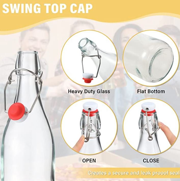 Swing Top Glass Bottle 750 ML / 25 Fl. Oz. Flip Top Brewing Bottle With