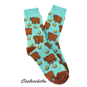 Bear Bee Crew Socks Fun Cute Stylish Cotton Crew Socks Unisex Gift