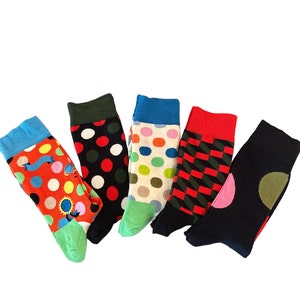 Polka Dot Crew Cotton Socks | Colorful, Stylish & Unique | Set of 5 Pairs