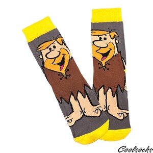 Barney Rubble the Flintstones Cartoon Character Crew Socks | Fun Cute and Novelty |