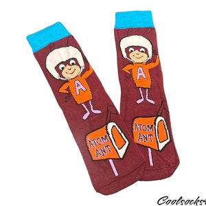 Atom Ant Cotton Cartoon Character Cotton Crew Socks | Fun, Novelty and Stylish |