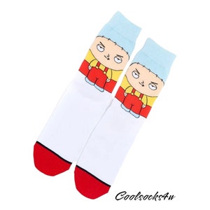 Family Guy Stewie Griffin Cartoon Character Crew Socks | Cute, Cool and Fun  |