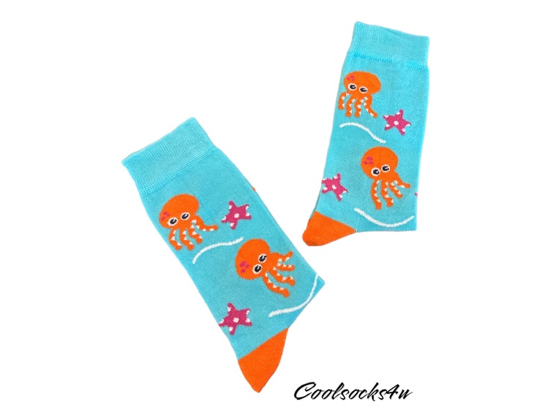 Octopus Rowing Octopus Crew Socks: Orange Nautical Cotton Unisex Socks - Etsy