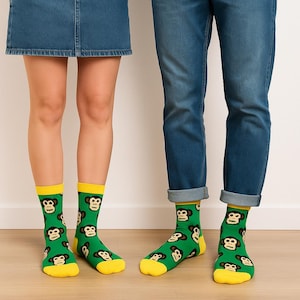 Calcetines de mono / Calcetines divertidos de mono con diseño de plátano / Regalos divertidos de animales