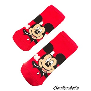Red Mickey Mouse Cartoon Character Ankle Socks | Fun, Cute and Novelty