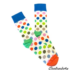Polka Dot Crew Socks | Colorful Cotton Unisex Socks for Men & Women | Fun Cute Gift for Birthday, Holidays, Everyday Wear