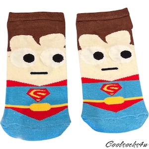 Socquettes dessin animé super-héros : chaussettes fantaisie fantaisie en coton mélangé