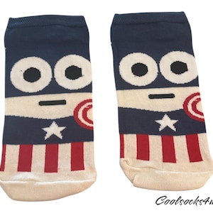 Socquettes personnage Captain America super-héros | Amusant, mignon et confortable |