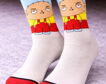 Retro Cartoon Baby Genius Socks Funny Crew Cotton Novelty Unisex Graphic Socks Gift