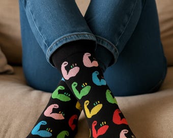 Bunte starke Arm Crew Socken | Lustige Neuheit Baumwollsocken | Unisex, stilvoll, Workout-Geschenk