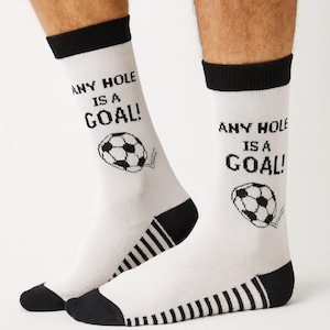 Any Hole Is a Goal Crew Socks | Funny Cotton Novelty Socks| Retro Humor Unisex Gift