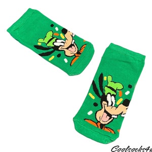 Goofy Green Cotton Cartoon Character Ankle Socks | Cute, Fun, Novelty |