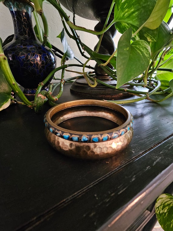 Vintage Cloisonne and Brass Bangles, Lot of 2, Be… - image 2