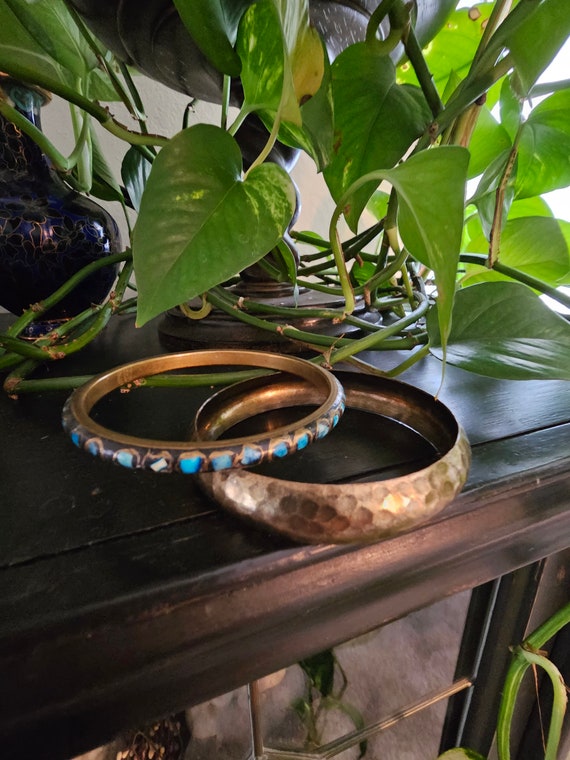 Vintage Cloisonne and Brass Bangles, Lot of 2, Be… - image 5