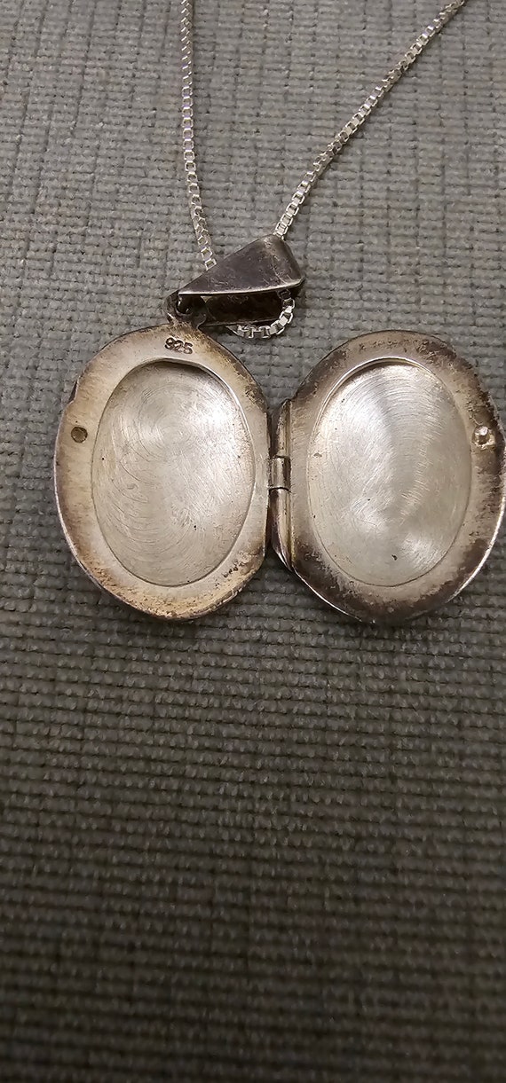 Vintage~Antique .925 Silver Locket Pendant / 24".… - image 6