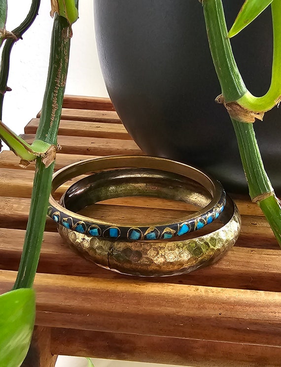 Vintage Cloisonne and Brass Bangles, Lot of 2, Be… - image 7