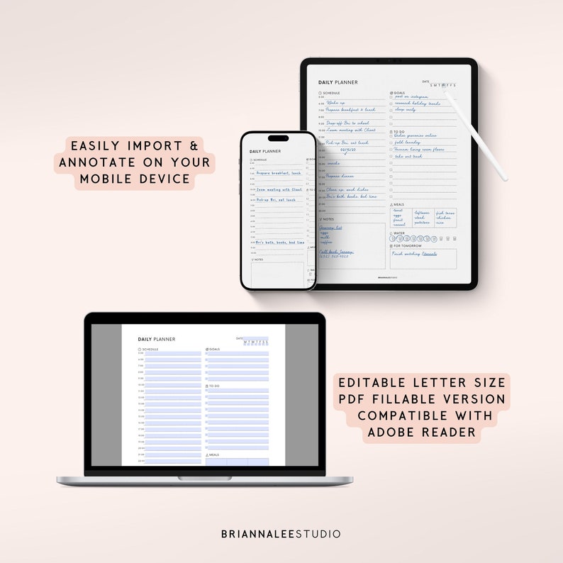 Printable Hourly Daily Planner PDF, Onenote Good Notes Planner, Day per