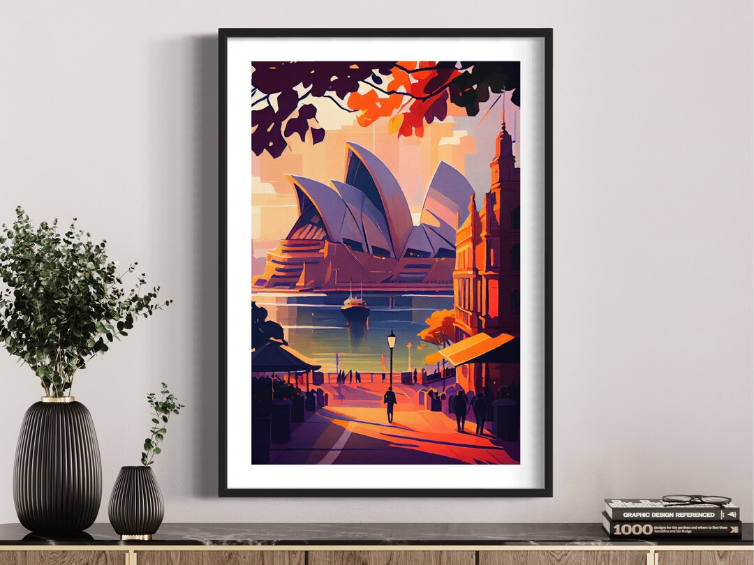 Modern City Painting Sydney Wall Art City Wall Art Sydney Wall Etsy