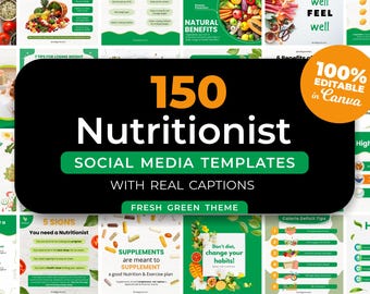Health and Nutrition Coach Instagram Templates: Health & Wellness Social Media Kit (Digital Download)