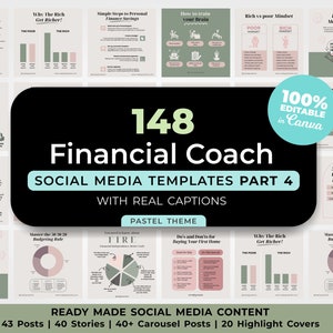 Financial Advisor Instagram Templates | Finance Posts and Stories with Real Content & Captions - Finance Coaches Canva Template