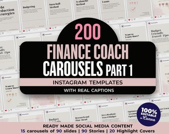 Finance Coach Instagram Carousel Templates. Financial Posts and Stories Canva template with Real Content - For Consultants and Advisors