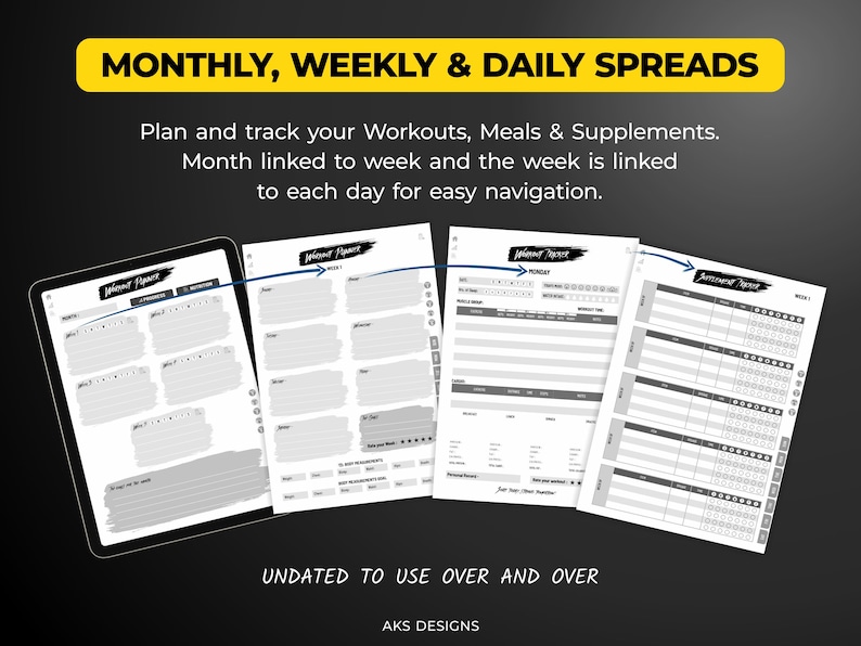 Digital FITNESS Planner Goodnotes Fitness Planner UNDATED Etsy